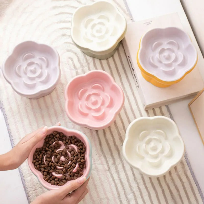Bloom Ceramic Slow-Feeder Bowl